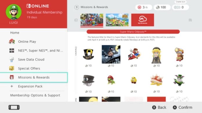 Nintendo Switch Online missions and rewards