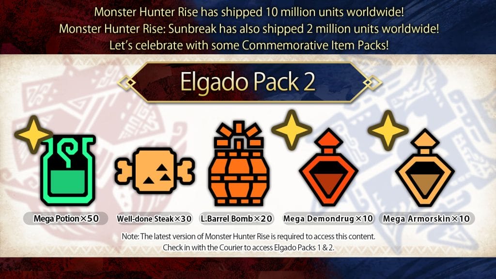 Monster Hunter Rise: Sunbreak Elgado Pack items