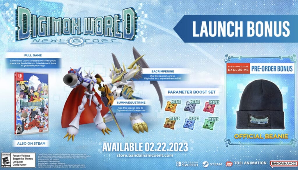 digimon world: next order pre-order bonus physical switch